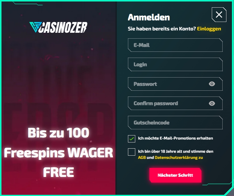 Inscription Casinozer